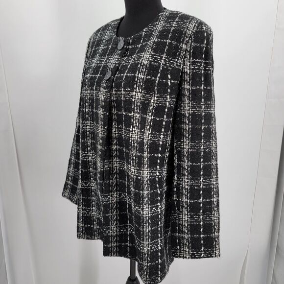 Southern Lady Blazer Womens 12 Check Textured Shimmer Threading Shoulder Pads - Picture 4 of 12